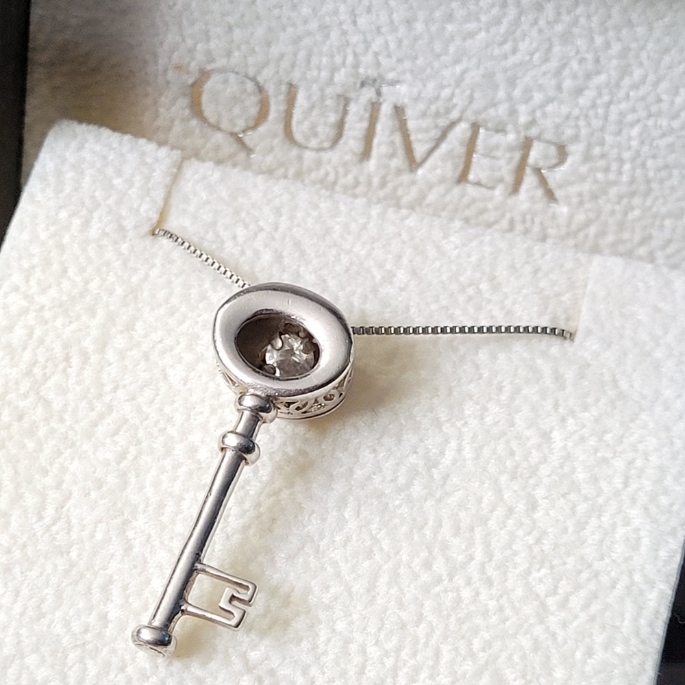 Sterling Silver Quiver Necklace, Key pendant